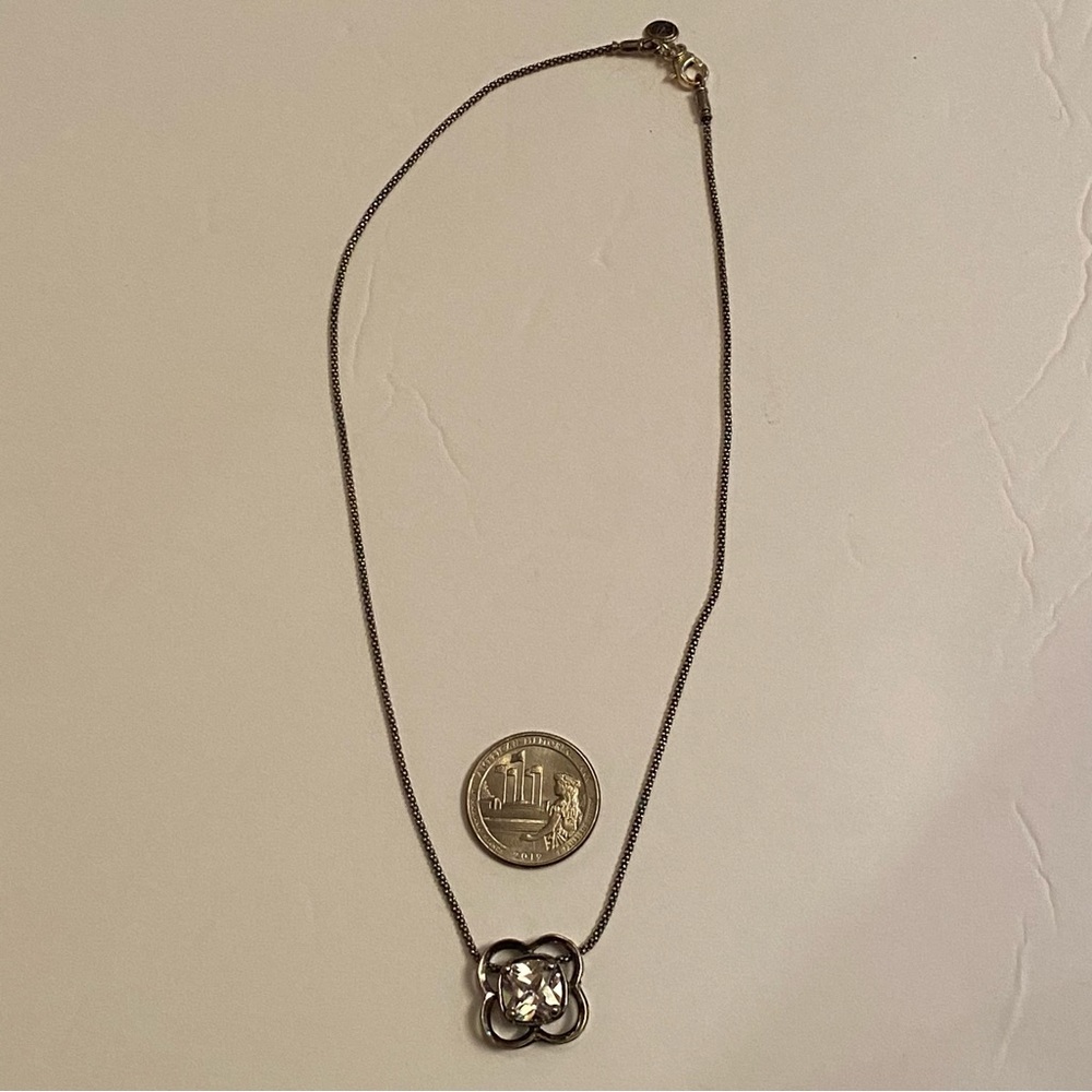 SILPADA NECKLACE STERLING SILVER 925 POPCORN CHAIN 16” CZ FLOWER PENDANT N1411 - Picture 8 of 11